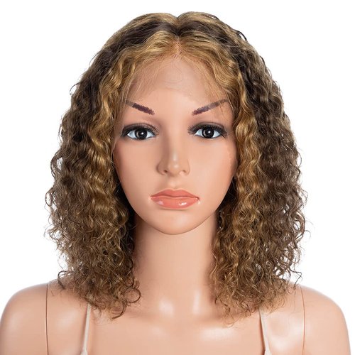 Style Icon Human Hair Wigs Short Curly Wigs Fluffy Afro Wigs T-Part Deep Wave Pre Plucked HD Lace...