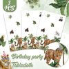Haimimall Jungle Safari Tablecloths, 3Pcs Wild Animal Birthday Table Covers, Safari Baby Shower Table Cloths Zoo Theme Birthday Party Supplies for Boys Kids 108 * 54in