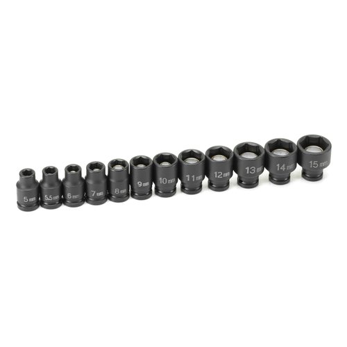 Grey Pneumatic (9712UM) 1/4" Surface Drive 12-Piece Standard Universal Metric Socket Set