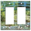 Art Plates - Double Gang Rocker OVERSIZE Switch Plate - OVER SIZE Decorative Metal Wall Plate - Monet: Japanese Footbridge - (Made in USA)