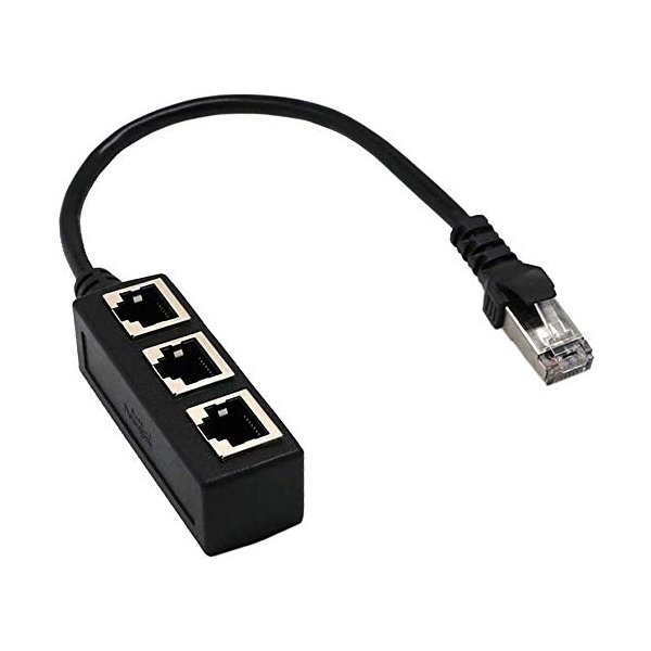 KOROMU RJ45 Ethernet Splitter Cable,RJ45 1 Male to 3 x Female LAN Ethernet Splitter Adapter Cable Suitable Super Cat5, Cat5e, Cat6, Cat7 LAN Ethernet Socket Connector Adapter