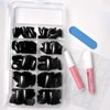 AddFavor 240pcs Press on Nails Short Glossy Black Fake Nail Short Square Full Cover Acrylic Artificial Glue on Nails Kit for Women and Girls