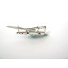 Generic Set of 2 extra small metal turquoise blue stone barrette hair clip for fine thin