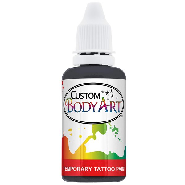 Custom Body Art 1-Ounce Black Temporary Airbrush Tattoo Body Art Paint Alcohol Based