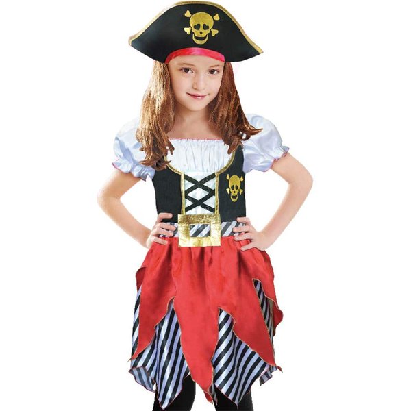 Lingway Toys Girls Deluxe Pirate Costume,Buccaneer Princess Dress for Kids 5-6years
