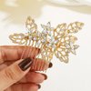 Jeairts Leaf Bride Wedding Hair Comb Rhinestone Flower Bridal Hair Pieces Sparkly Crystal Wedding Hair Jewelry Accessories for Women