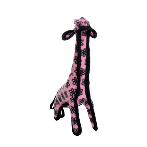 TUFFY - World's Tuffest Soft Dog Toy - Zoo Giraffe - Squeaker - Multiple Layers. Made Durable, Strong & Tough. Interactive Play (Tug, Toss & Fetch). Machine Washable & Floats. (Junior Pink)