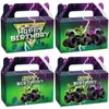 CHUNNIN 24Pcs Green Purple Monster Truck Treat Boxes Monster Truck Birthday Party Decorations Racing Truck Theme Party Favor Gift Boxes Monster Truck Goodie Boxes for Kids Birthday Party Supplies