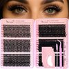 DIY Lash Clusters Kit 708 PCS – D Curl Wispy Eyelash Extensions 8–16mm with Bond & Seal Glue, Tweezers, Pads & Brush | Beginner Friendly Individual Cluster Lashes (30D, 40D, 50D, 60D, 80D, 100D)