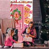 Pink Christmas Door Cover Gingerbread Door Banner Decorations Gingerbread Man Christmas Wreath Front Door Cover Peppermint Candy Cane for Xmas New Year Holiday Candy Party Cute House Supplies Decor