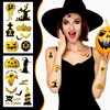 Konsait 72 Pcs Halloween Temporary Tattoos, Metallic Gold Temporary Tattoos Halloween Goodie Bag Stuffers Body Makeup Fake Tattoos Non Candy Halloween Treats