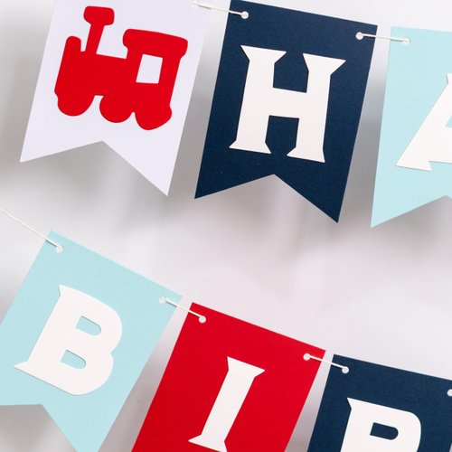 CIEQR Train Theme Happy Birthday Banner - Colorful Birthday Banner Sign, Party Supplies for Kids Baby Adults Birthday Decorations, Anniversary, Home Decor... 8 Feet