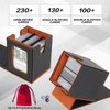 YLjindoia MTG Deck Box for Commander Display, PU Leather MTG Card Storage Box Holds 100 Double-Sleeved Cards, TCG Card Deck Box with 2 Dividers, 1 Drawstring Bag and 1 Toploader(Black&Brown)