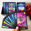 Jrskvaro Colorful Neon Tarot Cards Deck with Guidebook, Tarot Cards for Beginners, 78 Tarot Deck, Classic Tarot Cards with Meanings on Them