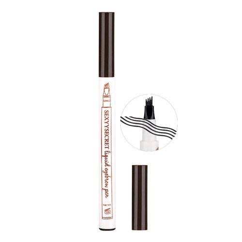 TUKEFEV Microblading Extremely Fine Four-Head Eyebrow Pen Waterproof And Sweat Proof Liquid Eyebrow Pencil (3#Dark Grey)