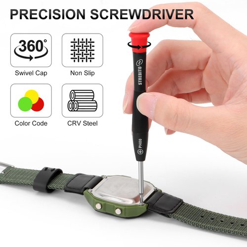 STREBITO 19-Piece Small Screwdriver Set, Mini Precision Screwdriver Set with Case, Phillips, Slotted, Torx, Tweezers, Precision Screwdriver Kit for Eyeglass, Watch, Jeweler, Computer, Laptop, Phone