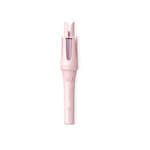 Newme Pink Butterfly Curling Iron: 1.25 inch (32mm) Professional Automatic Rotating Curling Iron with Tourmaline, Fast Heating, and Smart Sensor - Perfect for Comfortable and Safe Hair Styling rizador