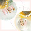 MISUD Press on Nails Long Square Fake Nails Glossy Glue on Nails 3D Gold French Tip Acrylic Nails Squoval Artificial Nails Cross Rhinestone Stick on False Nails with Design 24 pcs