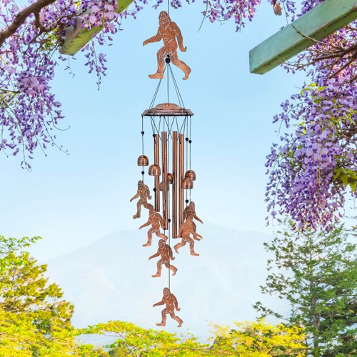 Bigfoot Wind Chimes Outdoor Big Foot Sasquatch Gifts for Men/Women/Dad/Grandpa Birthday Gift Memorial Gift Metal WindChimes for Outside/Indoors, Home, Lawn, Porch, Patio, Garden Decor, Yard Decoration