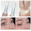 Cute Bear Liquid Glitter Highlighter Makeup Pen, Liquid Highlighter Stick, Liquid Glitter Eyeshadow, Pigmented, Long Lasting, Quick Drying, Easy to Apply, Lying Silkworm Body Shimmer Pen Set(2 PCS)