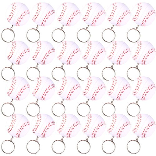 KINMAD 24 Pack Baseball Keychains Baseball Sport Stress Ball Keychains for Kids Party Favors Gifts School Carnival Prizes