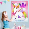 JOYIN Pin The Unicorn Horn Game -21'' x 28'' Unicorn Themed Party Games with 24 PCs Horn Stickers Party Supplies Kids Birthday Party Decoration