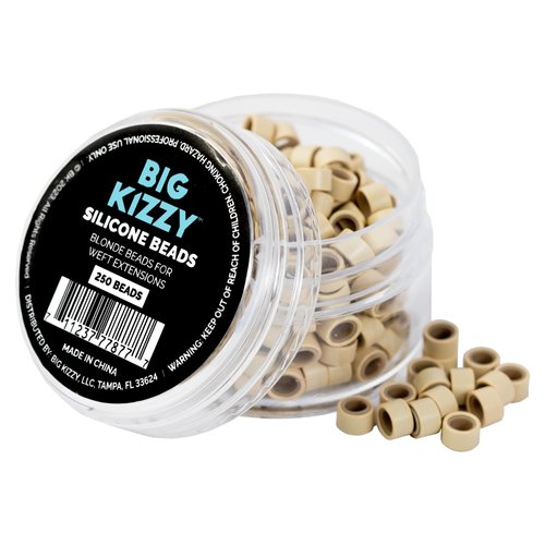 Big Kizzy Silicone Lined Microlink Beads for Weft Hair Extensions, 5.0mm Blonde beads for invisib...