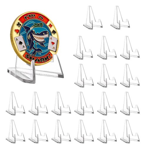 LuluCircle Acrylic Coin Display Stands, Challenge Coins Holders, Mini Easel Holders, Display Stand for Sports Cards, Casino Chips, Poker Guards, Greeting Cards, Challenge Medallions, AA Coins 1.4