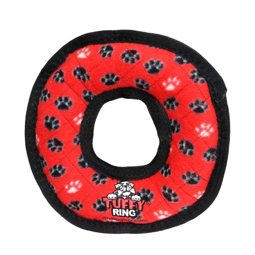 TUFFY - World's Tuffest Soft Dog Toy- Medium Red Ring & Yellow Bone- 2 Pack. Squeakers-Multiple Layers.Made Durable, Strong & Tough.Interactive Play(Tug, Toss & Fetch).Machine Washable & Floats
