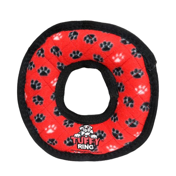 TUFFY - World's Tuffest Soft Dog Toy- Medium Red Ring & Yellow Bone- 2 Pack. Squeakers-Multiple Layers.Made Durable, Strong & Tough.Interactive Play(Tug, Toss & Fetch).Machine Washable & Floats