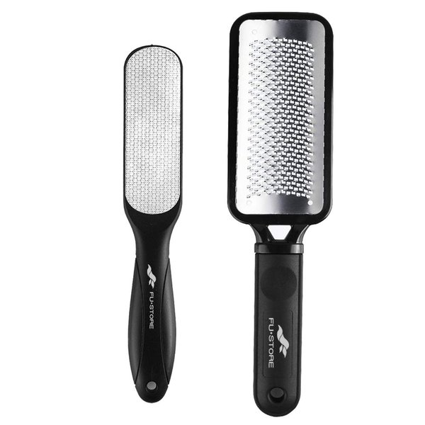 Fu Store Foot Files Callus Remover Stainless Steel Foot Rasp and Dual Sided Foot File Professional Scrubber Pedicure Tools Premium for Foot Care (Pack of 2)