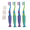 4-Pack of Kids Childrens Toddler Boys Blue Purple Green Extra Soft Bristle Easy Grip BPA Free Toothbrush Set w/Suction Base w/Travel Dust Covers
