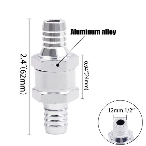 Joywayus 1/2" Fuel Non Return One Way Check Valve Petrol Diesel