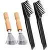 Boao 4 Pcs Hair Brush Cleaning Tool Set Mini Hair Cleaning Brush Tool Wooden Handle Mini Rakes for Removing Hair Dust Home Salon Use(Black)