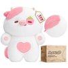Mewaii Strawberry Cow Plush Toys, Kawaii Cow Stuffed Animals Squishy Doll, Cute Cow Plushie Pillow, Home Decor Plush Throw Pillow Gifts for Kids (18 Inches)