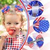 Doneace 4th of July Hair Bows Clips for Kids Girls American Flag Hair Bow Hair Clips Patriotic Stars and Stripes Hairpins Hand-Made Grosgrain Ribbon Hair Bows Alligator Clips for Independence Day 2Pcs