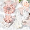 DEEKA 16 Pcs Bridesmaid Proposal Gifts Set Flower Hair Claw Clips with Floral Card & Satin Scrunchies Proposal Box Bridal Party Gift Bridesmaids Bachelorette Party Favors (White&Pink)