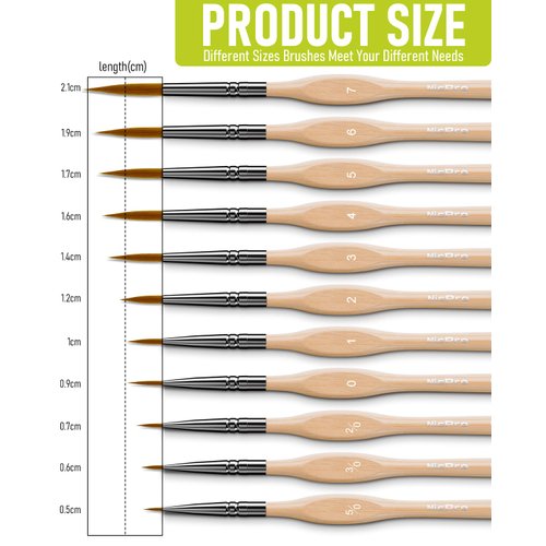 Nicpro 11 Pack Miniature Paint Brushes, Professional Fine Tip Detail Paint Brush, Artist Detail Brushes Set for Watercolor Oil Acrylic, Craft, Models, Rock Painting, Paint by Number-with Nylon Holder