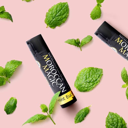 Organic Moroccan Magic Lip Balm 3 Pack | Peppermint Eucalyptus Lip Balm Set | Chapsticks for Dry Lips | Made with Natural Argan, Essential Oils Lip Moisturizer and Vitamin E | Smooth Application