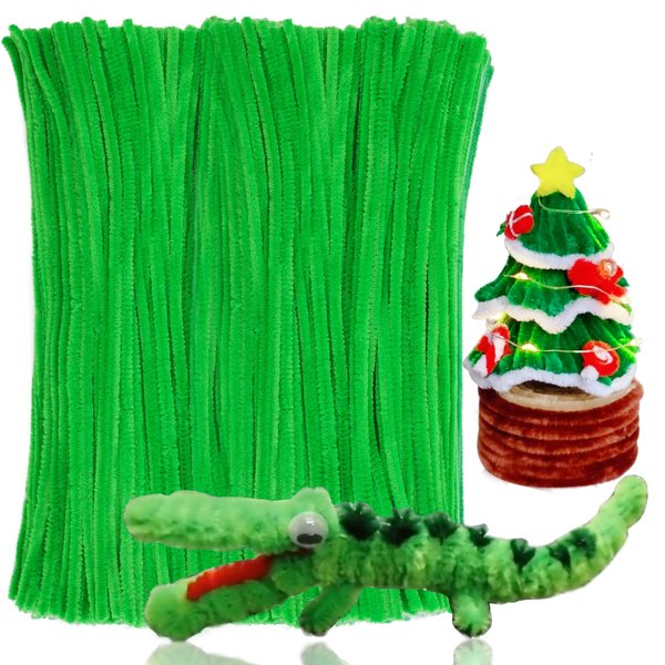 180 Pieces Pipe Cleaners Chenille Stem, Craft Pipe Cleaners, 11.8inch Christmas Pipe Cleaners Chenille Stems for DIY Art Crafts Decorations Supplies (Light Green)