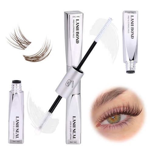 Lash Bond and Seal Clear Strong Hold Eyelash Glue Cluster Lashes Glue Bond and Seal Waterproof for DIY Eyelash Extensions at Home Long Lasting Eyelash Adheisve Eyelash Bond and Seal by Mavphnee (10ml)