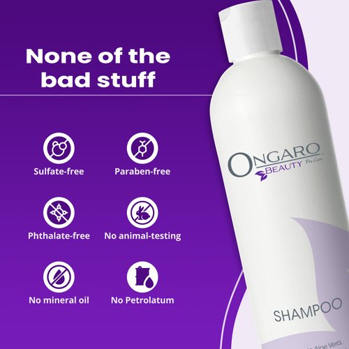 Ongaro Beauty Organic Sulfate Free Shampoo - Hydrating Hair Solution with Aloe Vera, Probiotic Extracts, Peptides & Apple Stem Cells - Promotes Healthy Hair for Dry, Oily, and Colored - 12 fl oz