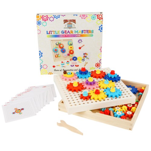 STEM AGORA Montessori Gear Puzzle Game, Wooden Colorful Gears and Screws, Montessori-Inspired Learning, Educational Learning & Fine Motor Skills, for 3 4 5 6 7 8 9 Year Old