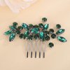 Rumtock Green Rhinestones Beads Silver Hair Comb for Wedding Brides Women Girls Sparkle Handmade Hair Jewelry Prom Banquet (Green)
