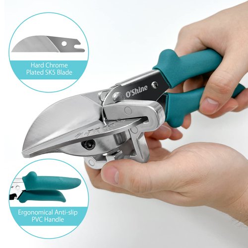 O'Shine Miter Shears for Angular Cutting Molding Crafting,Shoe Molding Cutter Tool,45-135 Degree Multi Angle Trim Cutter Hand Tool for Soft Wood PVC, an Extra Blade with Sheath Included