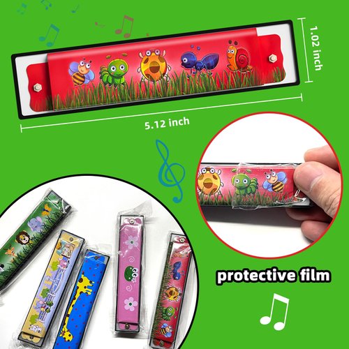 20 Pcs Harmonica for Kids Birthday Party Favor Musical Instrument, Return Gift Cartoon Double Row Harmonica Bulk Toy for Kids Party Favors Goodie Bags Stuffers & Operation Christmas Child Items