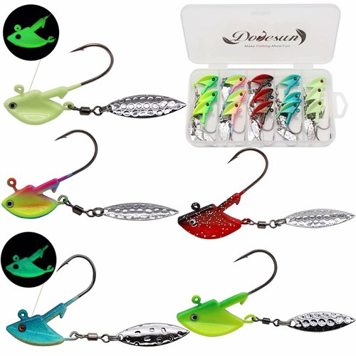 Dovesun Fishing Jig Heads Underspin Jig Heads with Willow Blade Mixed 5 Colors 1/2oz(14g) 15pcs