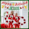 1 Set Happy Birthday Jesus Banner 11 Pcs Jesus Cupcake Topper a Cake Topper Red Glitter Christmas Birthday Banner Garland for Nativity Scene Christmas Religious Birthday Holiday Party Decorations