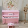 Dollhouse Grand Piano Model with Stool 1:12 Scale Miniature Musical Instrument Desk Ornaments Gift Wooden Elegant Mini House Decoration Artificial House Furniture Accessories (Pink)