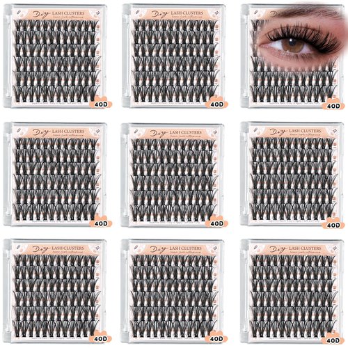 FARRED Lash Clusters Bulk 648 Pcs 40D Wispy Eyelash Clusters Wholesale 9 Box Lashes Clusters D Curl Cluster Eyelash Extensions Individual Natural DIY Lash Extesnion for Small Business and Personal Use